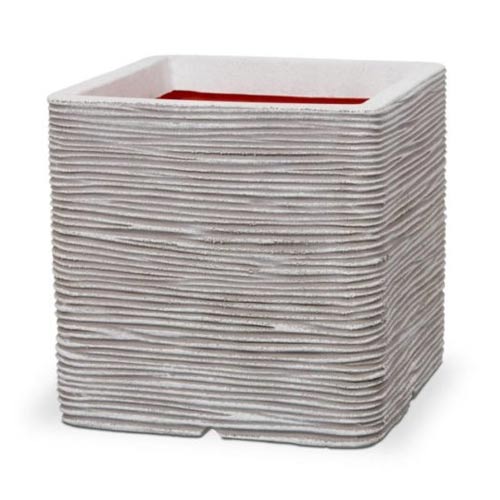 Nature Planter Square Rib | Ivory, 2 Sizes - Acacia Garden Center