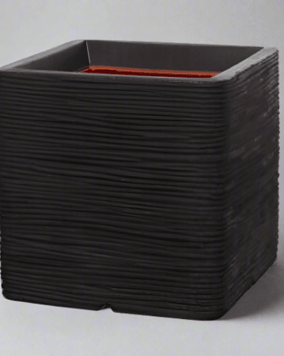 Nature Square Rib Planter | Black - Acacia Garden Center