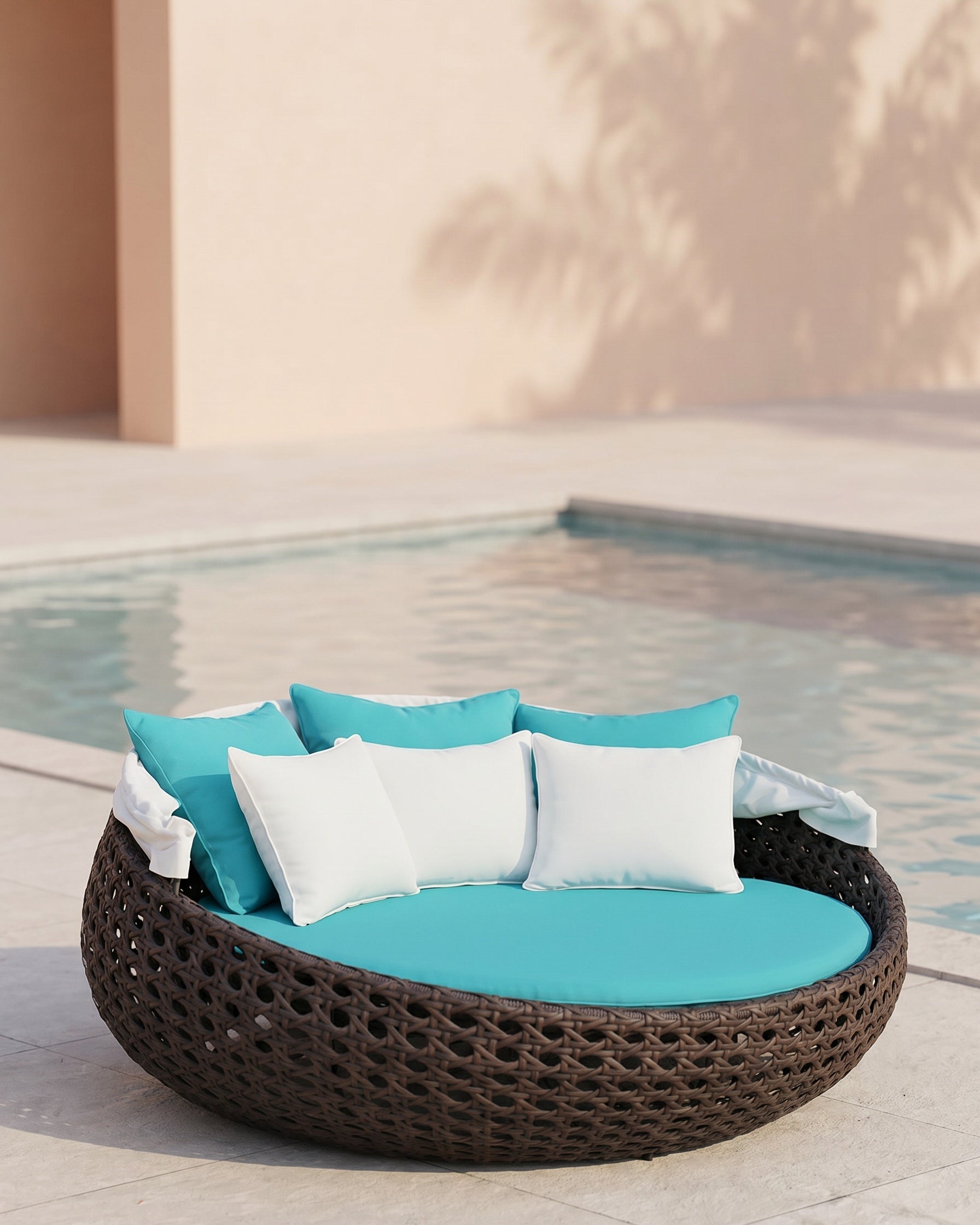 Open Daybed Lounger | Poly Bamboo Wicker, 2–3 Seater - Acacia Garden Center