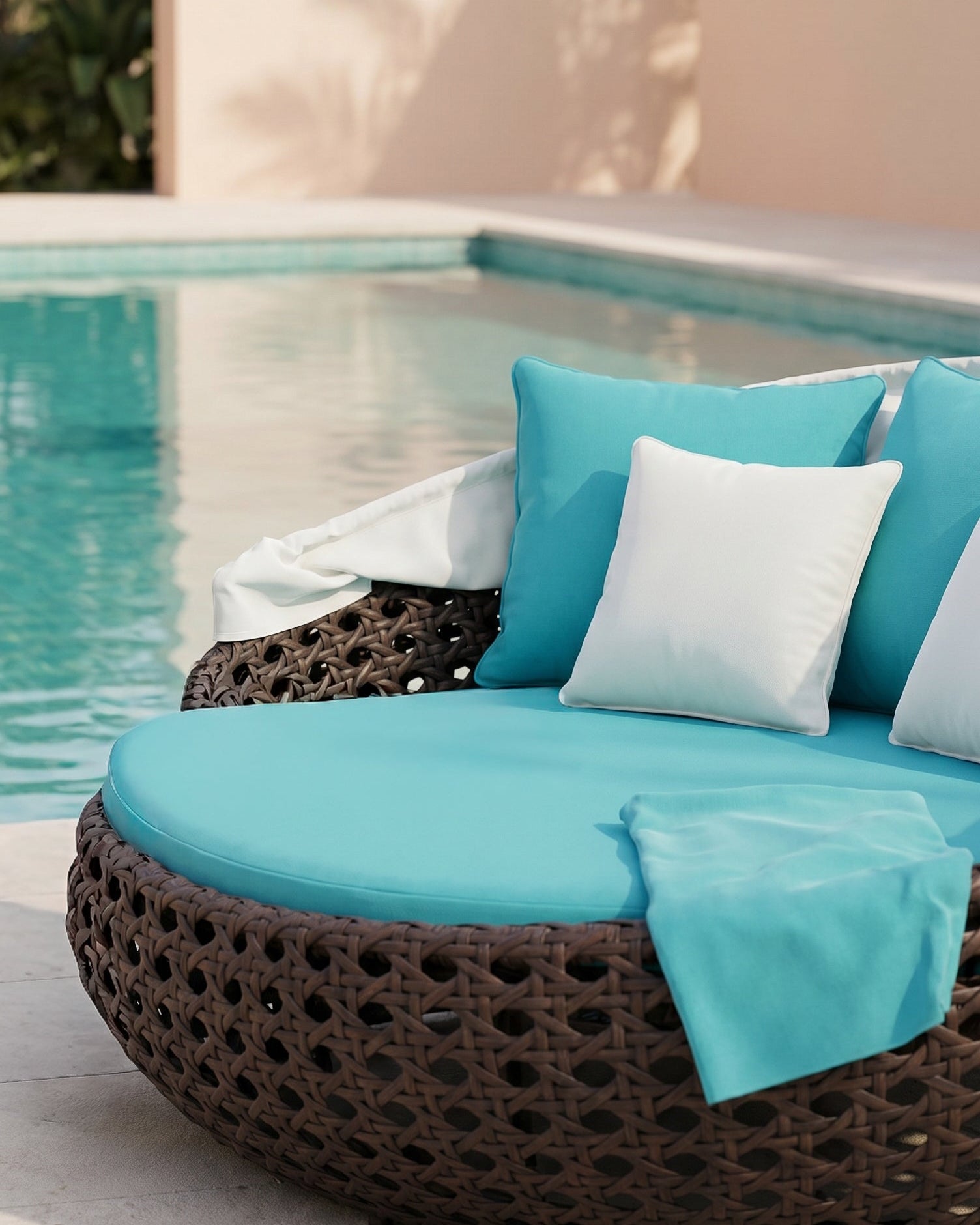 Open Daybed Lounger | Poly Bamboo Wicker, 2–3 Seater - Acacia Garden Center