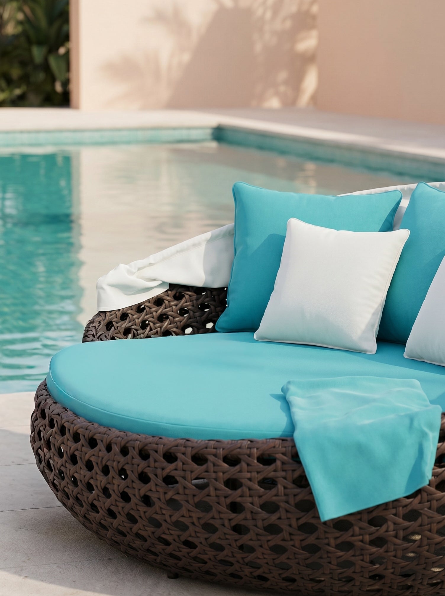 Open Daybed Lounger | Poly Bamboo Wicker, 2–3 Seater - Acacia Garden Center