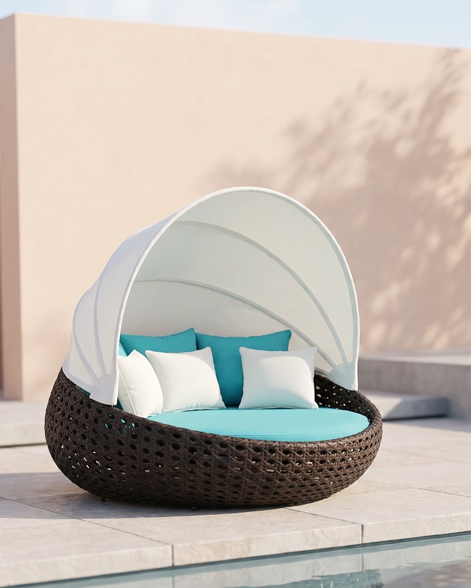 Open Daybed Lounger | Poly Bamboo Wicker, 2–3 Seater - Acacia Garden Center