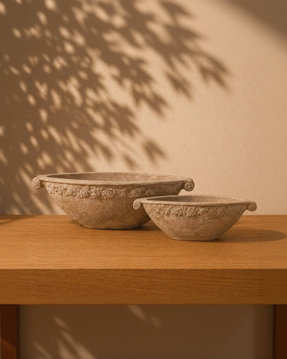 Patras Planter (Graffiata) | Textured Terracotta Trough, 56–80 cm long - Acacia Garden Center