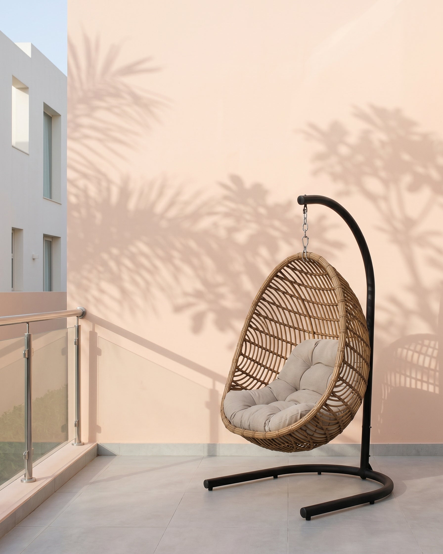 Poly Bamboo Swing Chair | Hanging Egg Pod with Stand - Acacia Garden Center