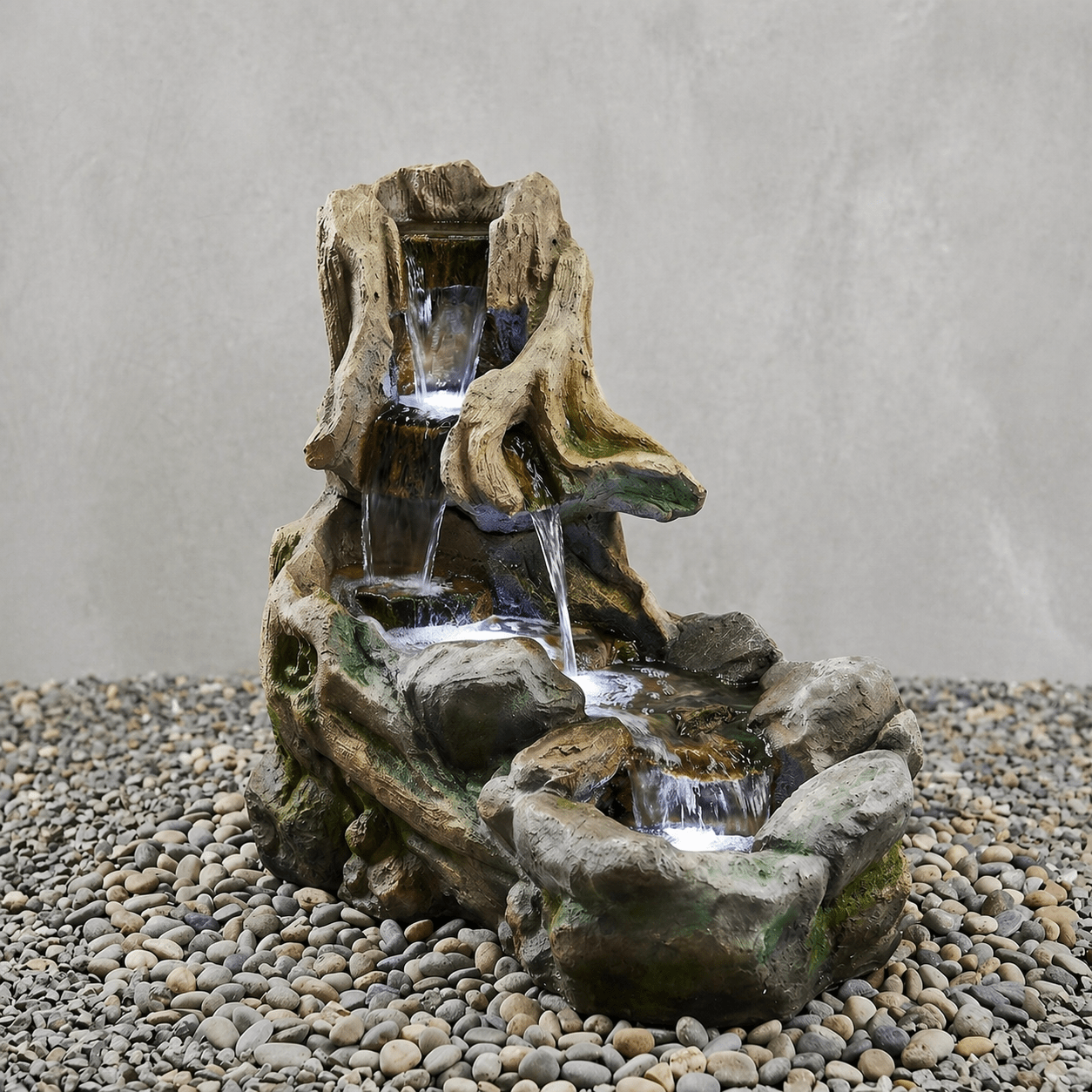 Polyresin Water Fountain (DW11020) | Multi - Stream Design, 150 × 67 × 72 cm - Acacia Garden Center