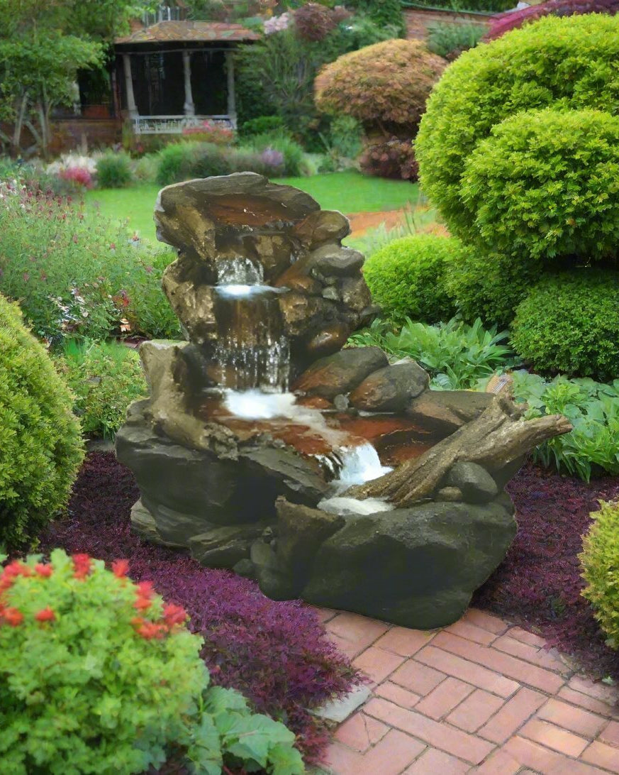 Polyresin Water Fountain (DW11020) | Multi - Stream Design, 150 × 67 × 72 cm - Acacia Garden Center