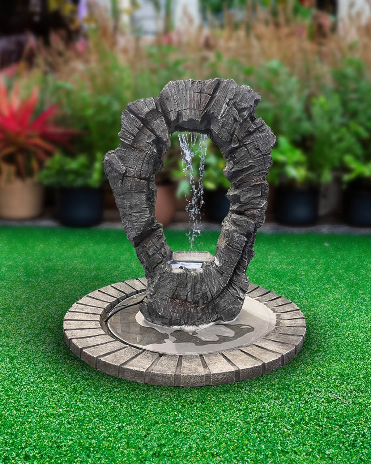Polyresin Water Fountain (DW208023) | Wide Basin, 76 × 76 × 91 cm - Acacia Garden Center