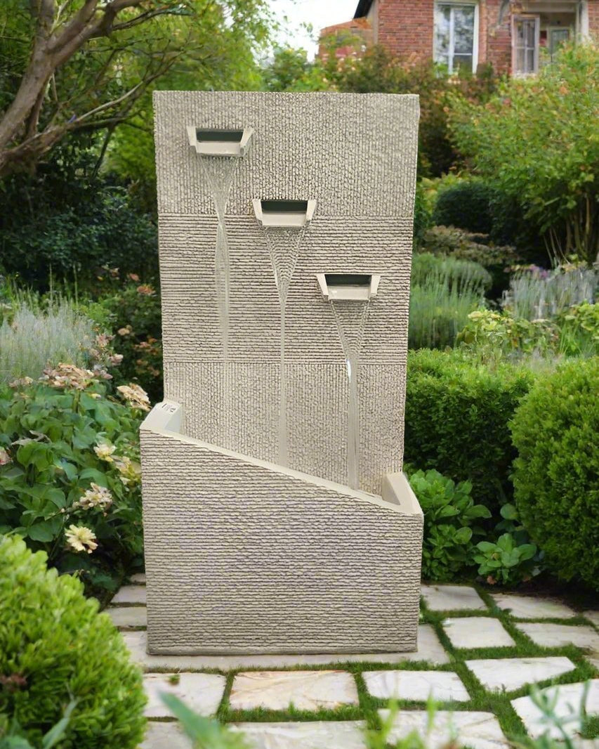 Polyresin Water Fountain (DW235026) | Compact Tiered, 39 × 25 × 79 cm - Acacia Garden Center