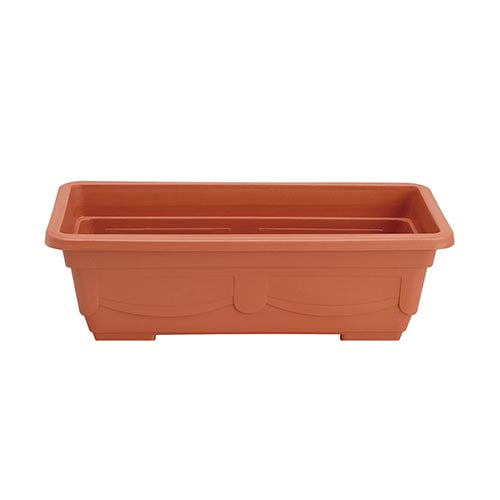 Rectangle Flowerpot with Plate 44.5x20.5x14cm, Terracotta Color - Acacia Garden Center
