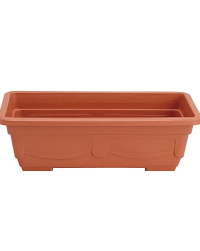 Rectangle Flowerpot with Plate | Terracotta Plastic, 44.5–70 cm long - Acacia Garden Center