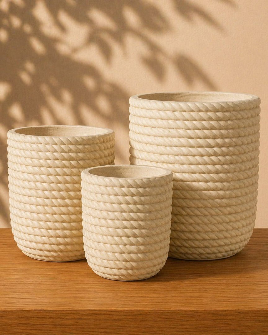 Rope Planter (Degrea) | Woven - Texture Yellow Pot, 27–43.5 cm - Acacia Garden Center