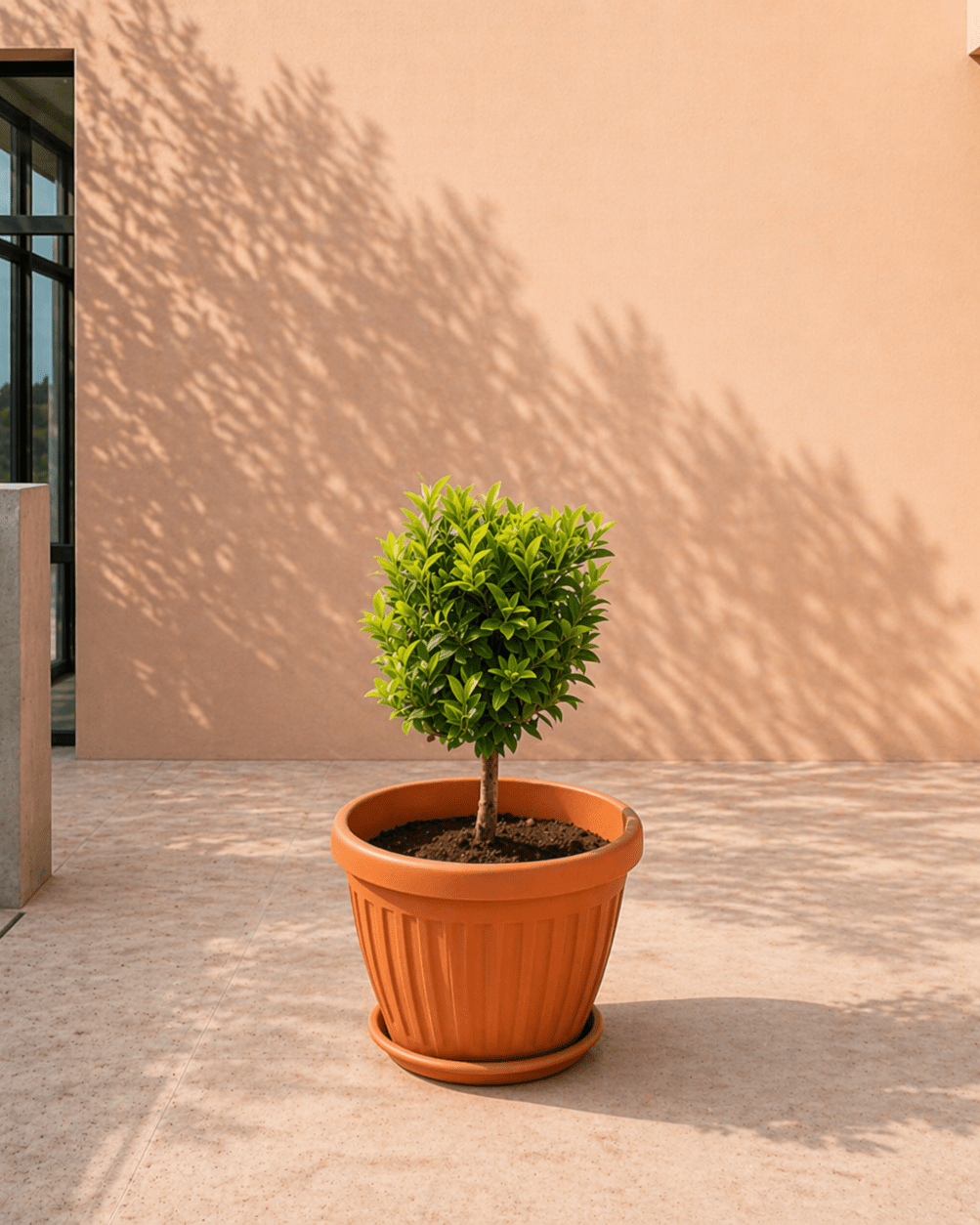 Round Flowerpot | Terracotta Plastic, 53 cm - Acacia Garden Center
