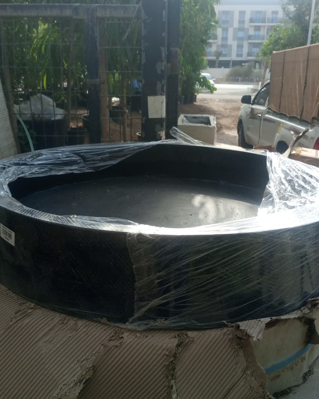 Round Terrazzo Pond Base | Decorative Water Feature Base, 96 cm - Acacia Garden Center