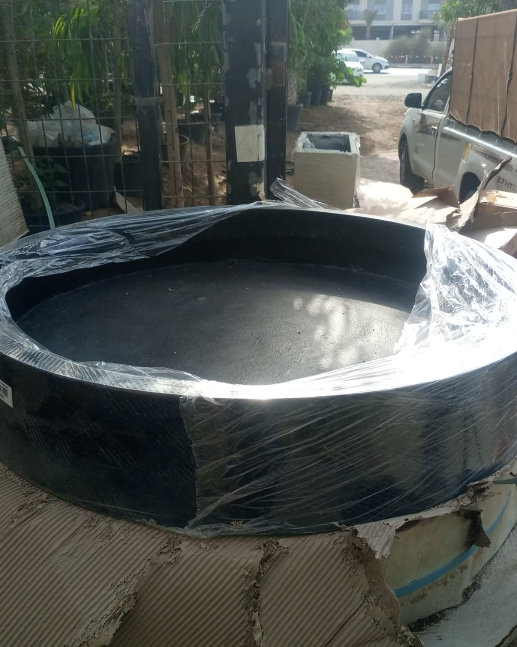 Round Terrazzo Pond Base | Decorative Water Feature Base, 96 cm - Acacia Garden Center