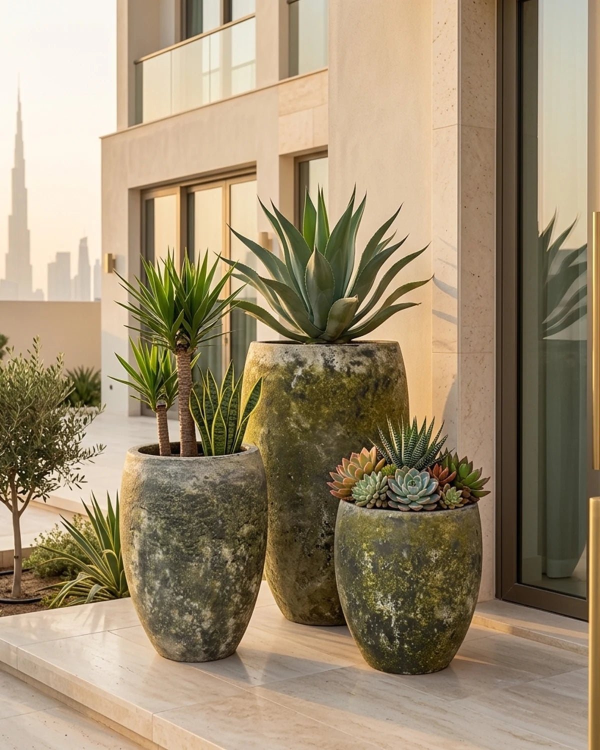 Tall Egg Planter (Atlantis Ceramics) | Moss Green, Dia. 54–87 cm - Acacia Garden Center