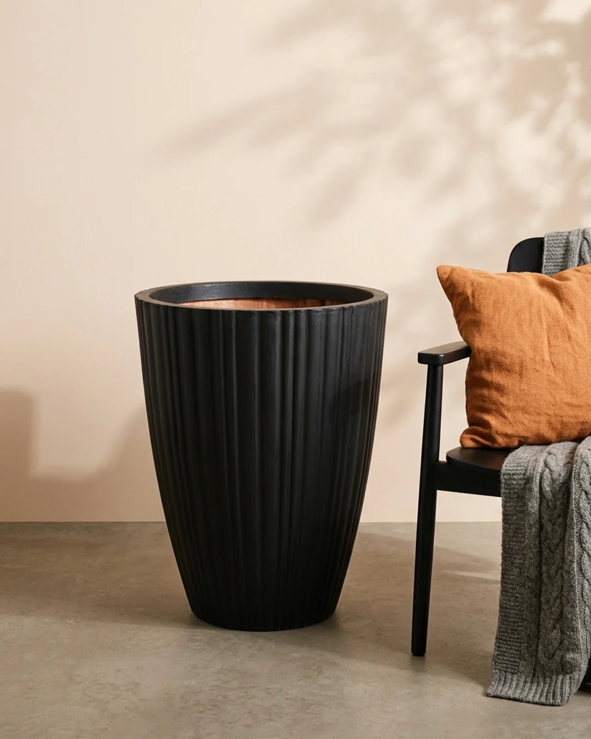 Tapered Round Tube Planter | 70 cm | Black - Acacia Garden Center