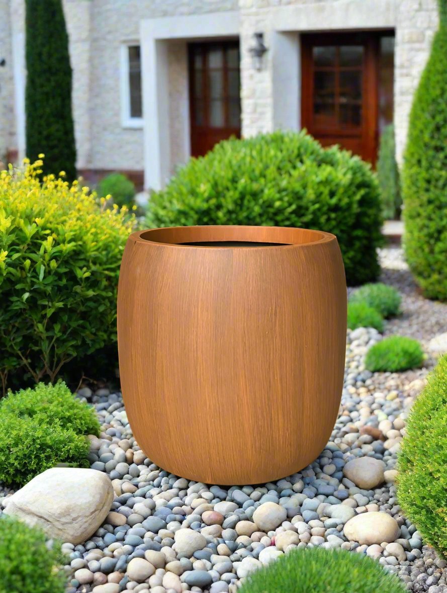 Terrazzo Fiberglass Planter HP, 1094 - Nature Wood Color - Acacia Garden Center
