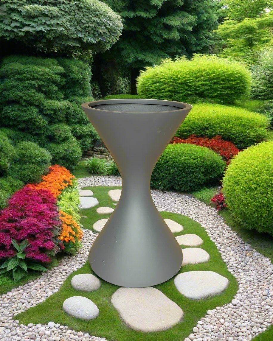 Terrazzo Fiberglass Planter HP 1811, Matt Grey - Acacia Garden Center