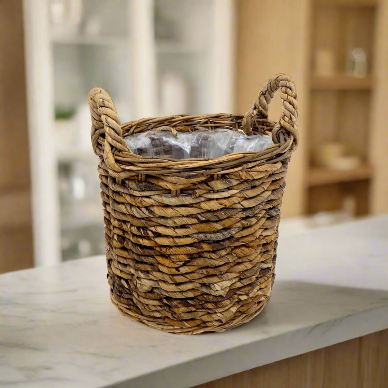 Van der Leeden Basket Cylinder Abaca Brown - Acacia Garden Center