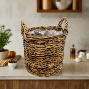 Van der Leeden Basket Cylinder Abaca Brown - Acacia Garden Center