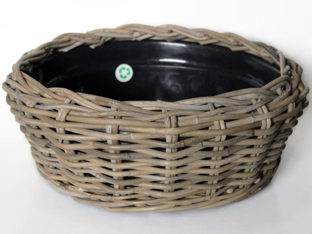 Van der Leeden Drypot Bowl Rattan 901255 55x24cm, Grey - Acacia Garden Center