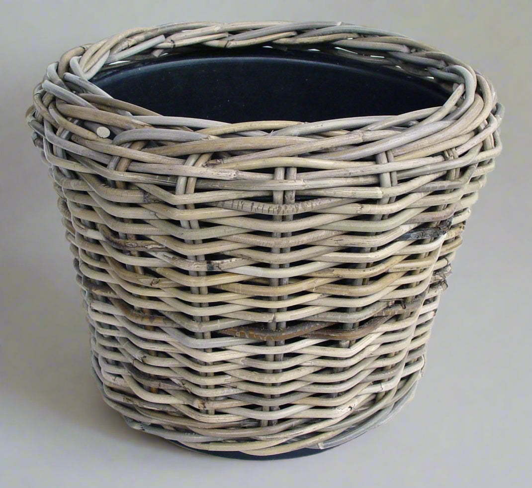 Van der Leeden Drypot Rattan 901251 36x28cm, Grey - Acacia Garden Center