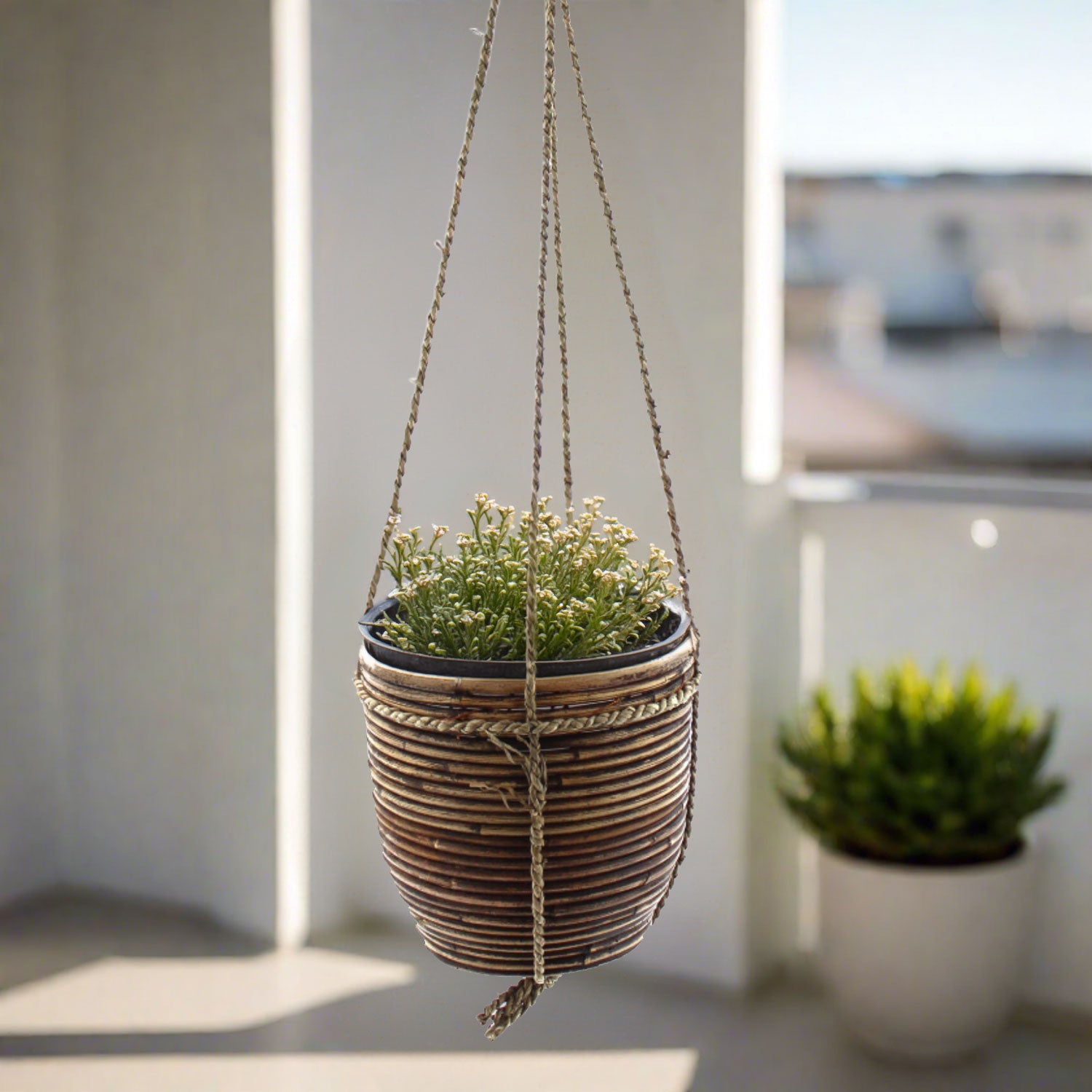 Van der Leeden Hanging Pot Stripe 304569 D18X16cm Bronze - Acacia Garden Center