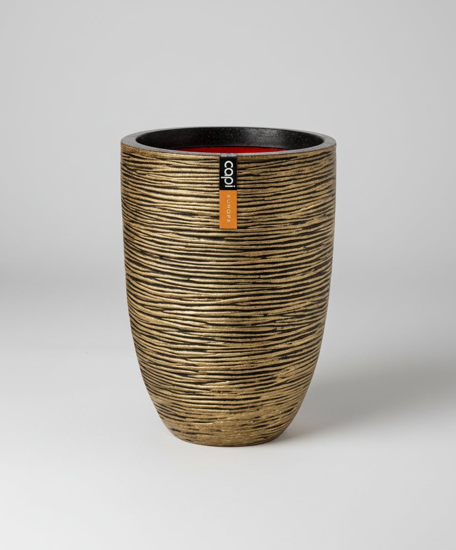 Vase Elegant Low Rib - Black Gold - Acacia Garden Center