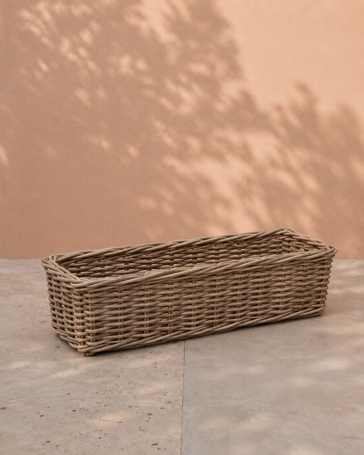 Van der Leeden Basket Classic Rattan 800043 60x23x20cm, Grey - Acacia Garden Center