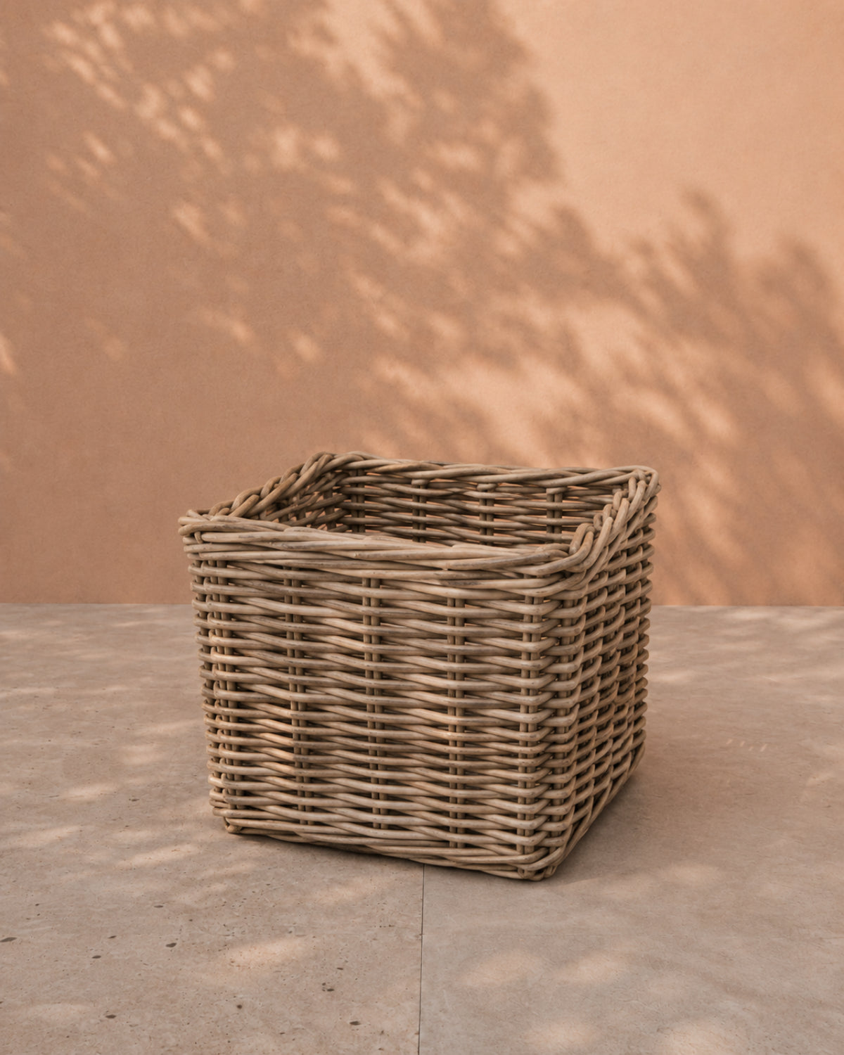 Van der Leeden Basket Classic Rattan 900005 33x30cm, Grey - Acacia Garden Center