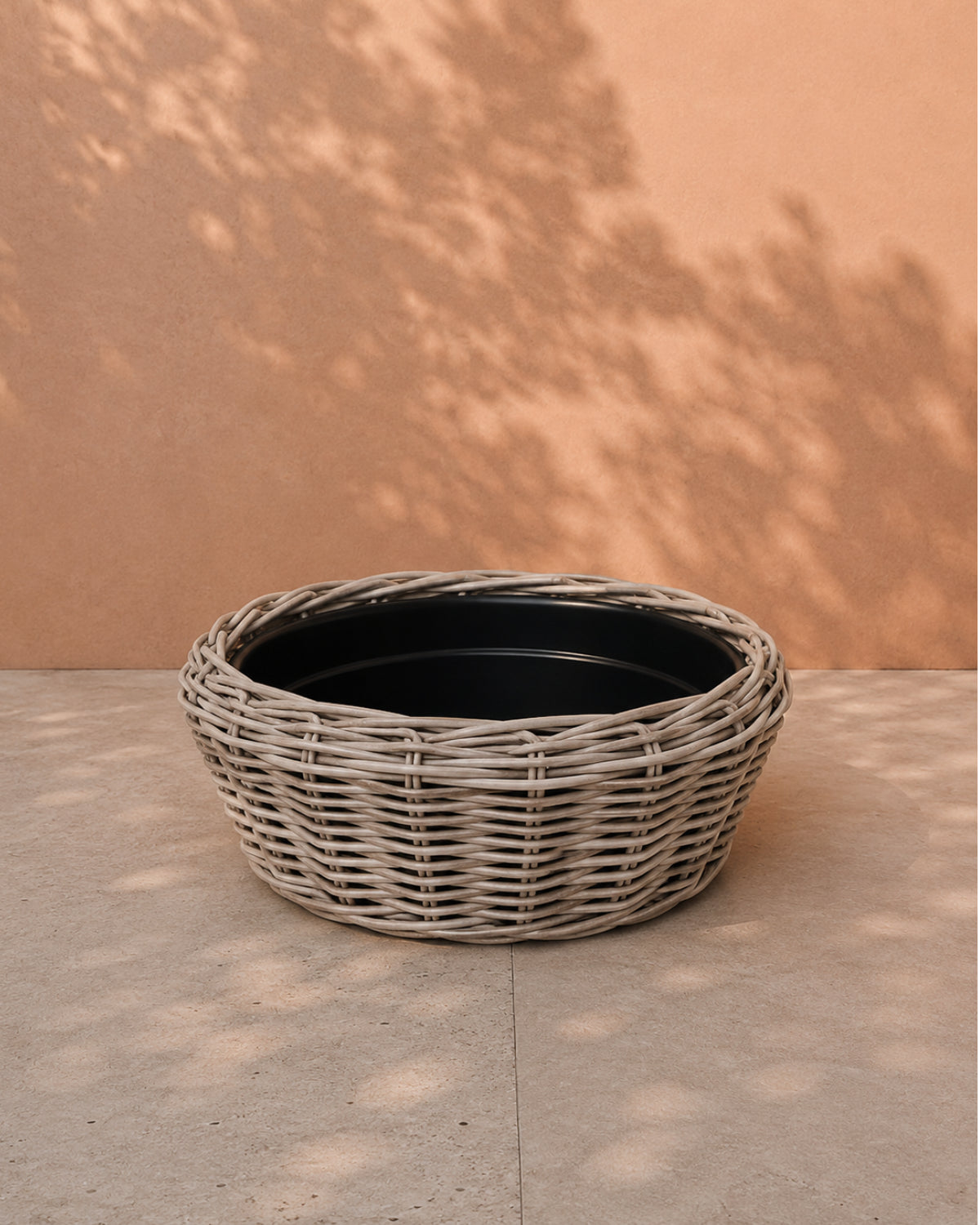 Van der Leeden Drypot Bowl Rattan 901257 40x18cm, Grey - Acacia Garden Center