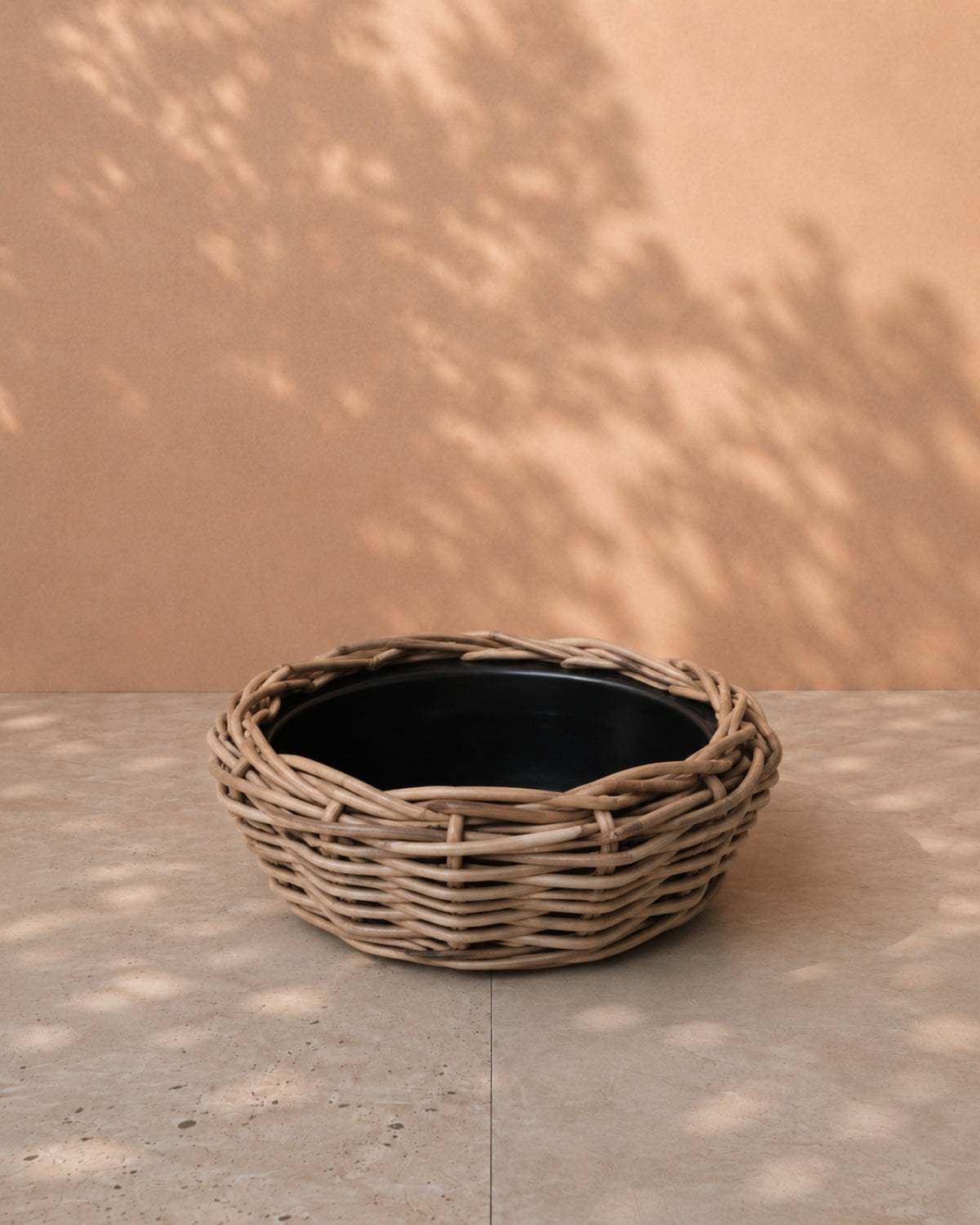 Van der Leeden Drypot Bowl Rattan 901473 30x12cm, Grey - Acacia Garden Center