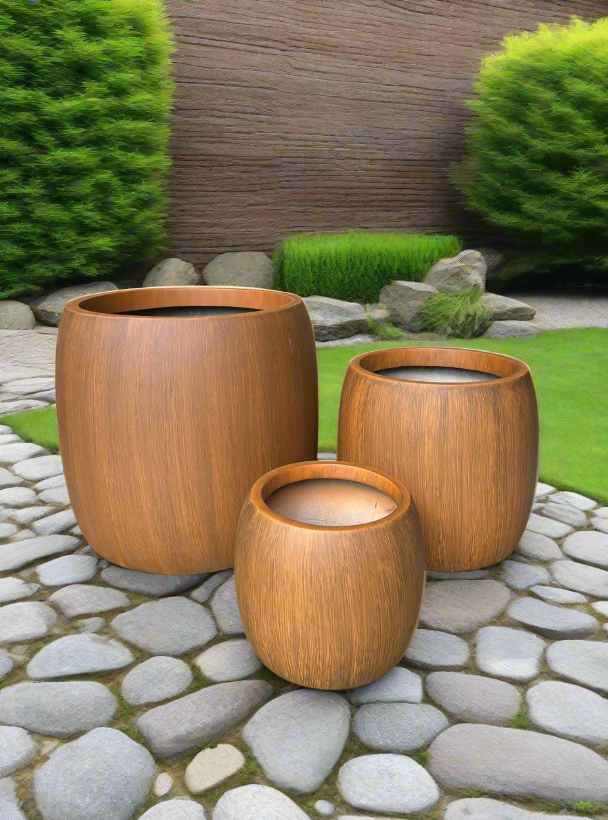 Terrazzo Fiberglass Planter HP, 1094 - Nature Wood Color