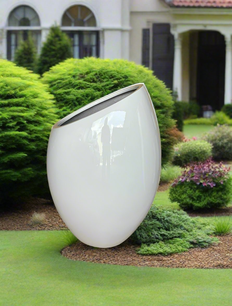 Fiberglass Planter, HP 1061, Shiny White