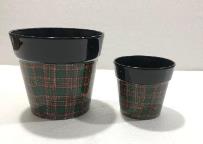 Green Christmas Textile-Print Metal Planter — Opaxa, Acacia Garden Center