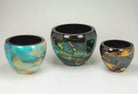 Metal Planter Pot, Sky Blue Marble Powder-Coat &mdash; Tall — Opaxa, Acacia Garden Center