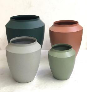 Metal Planter Pot, Stone Texture &mdash; Low — Opaxa, Acacia Garden Center