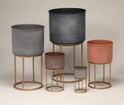 Metal Planter Pot with Stand, Rustic Finish — Opaxa, Acacia Garden Center