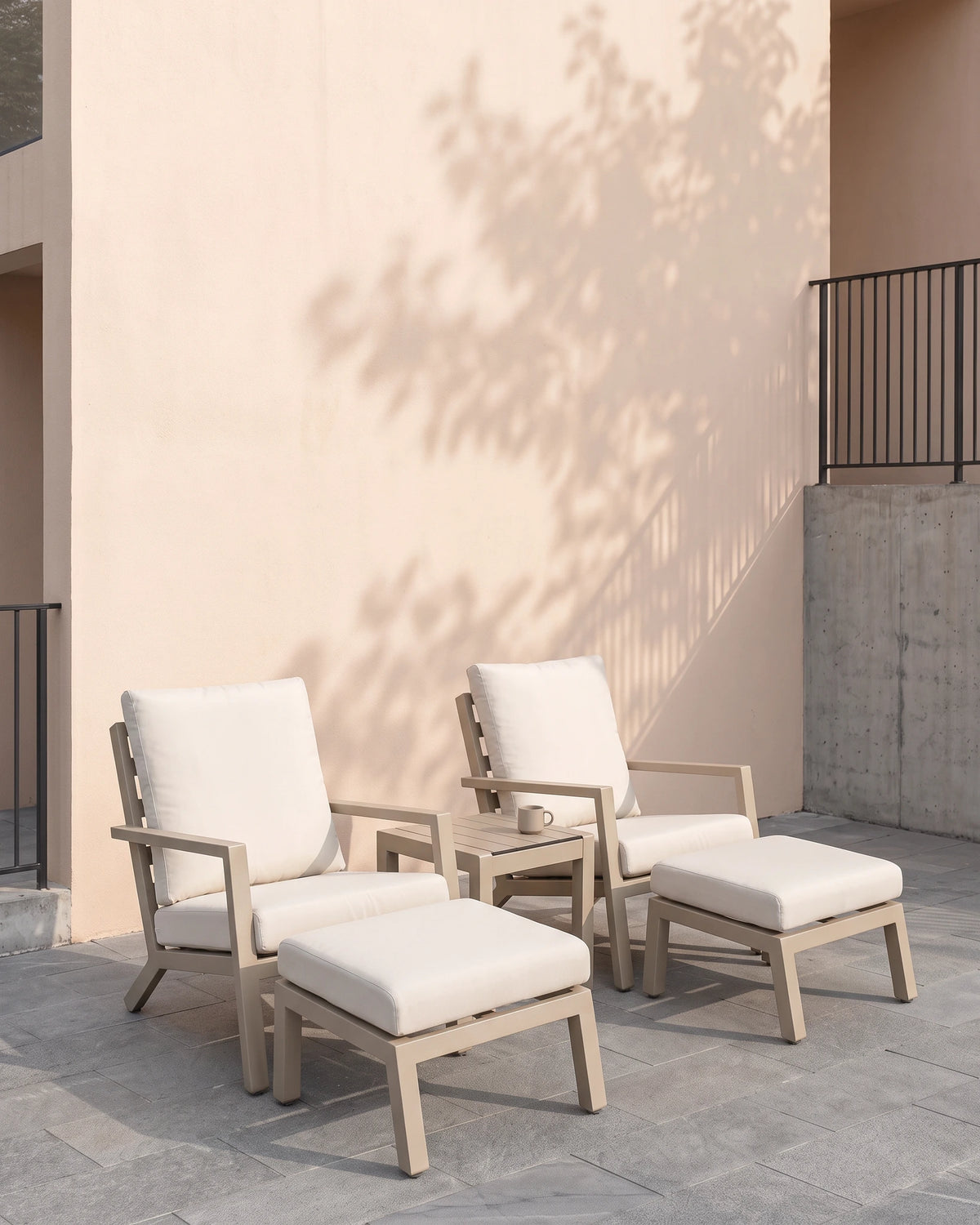 Tierra Outdoor Azzurro bistro set on a terrace