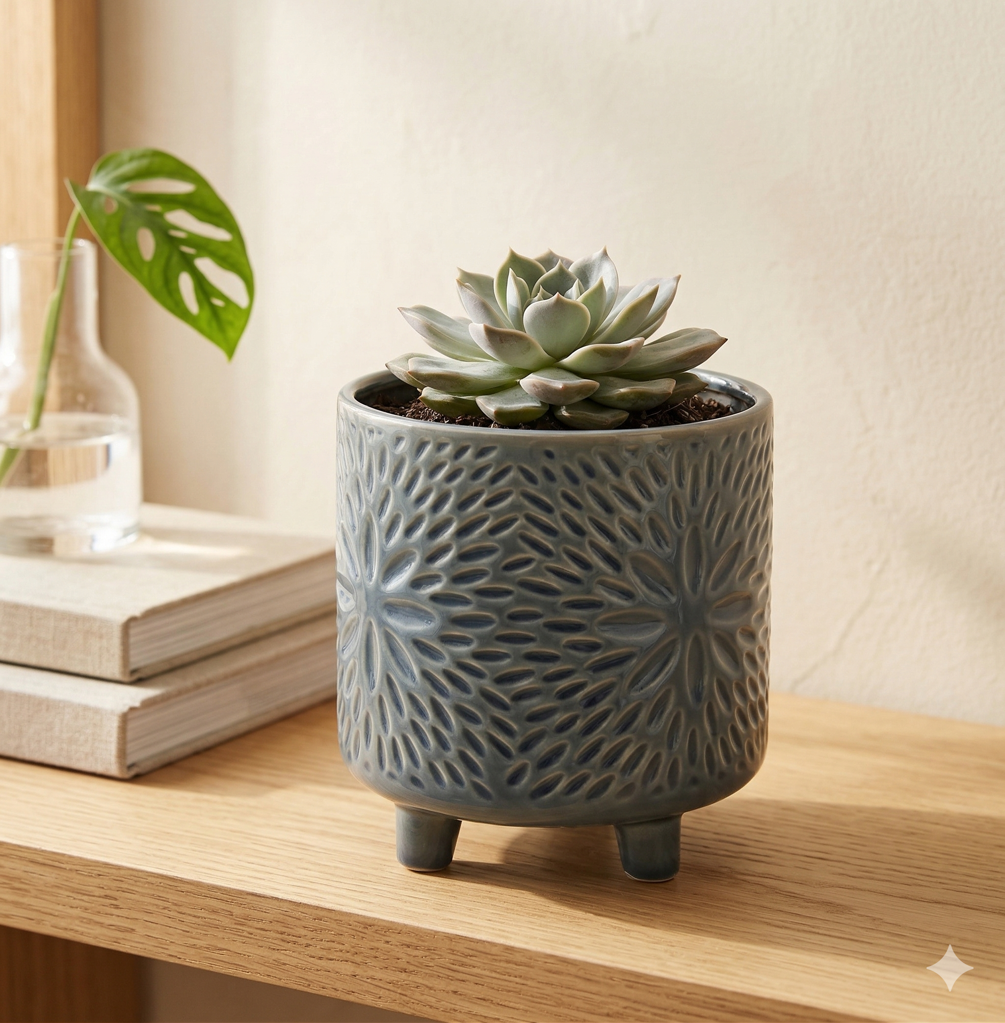 Ceramic Cylinder Pot | Light Blue, 12 cm