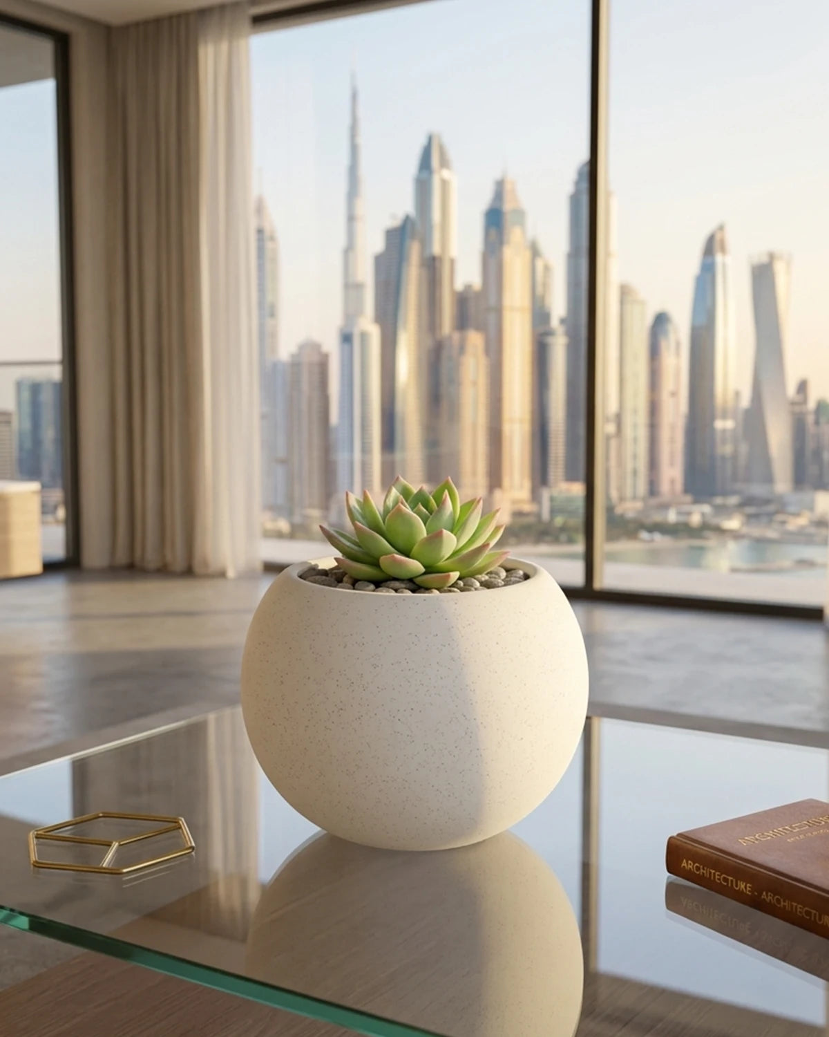 Ceramic Sand Glaze Pot | White with Dots