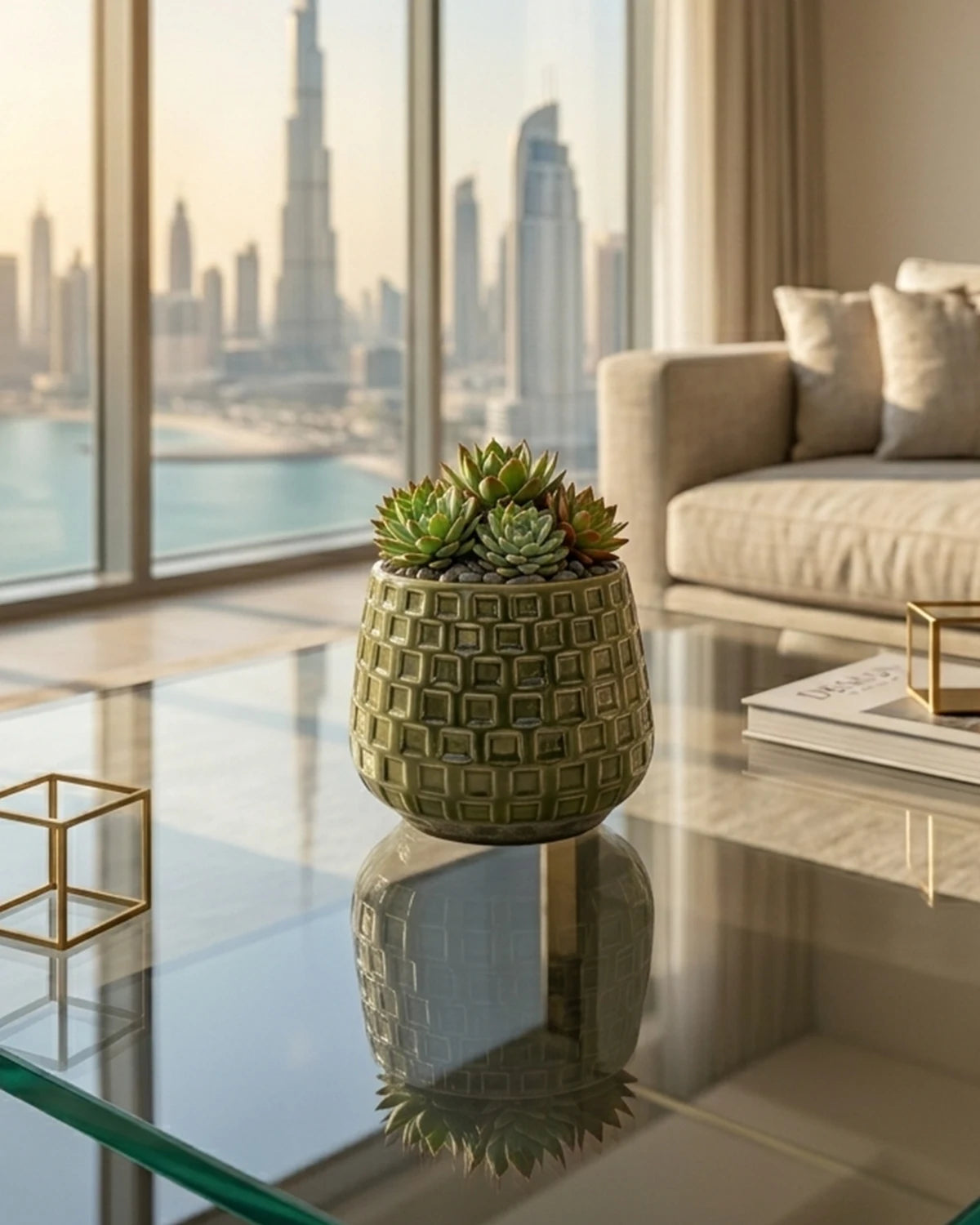 Light Green Cone Ceramic Pot | Small Decorative Planter