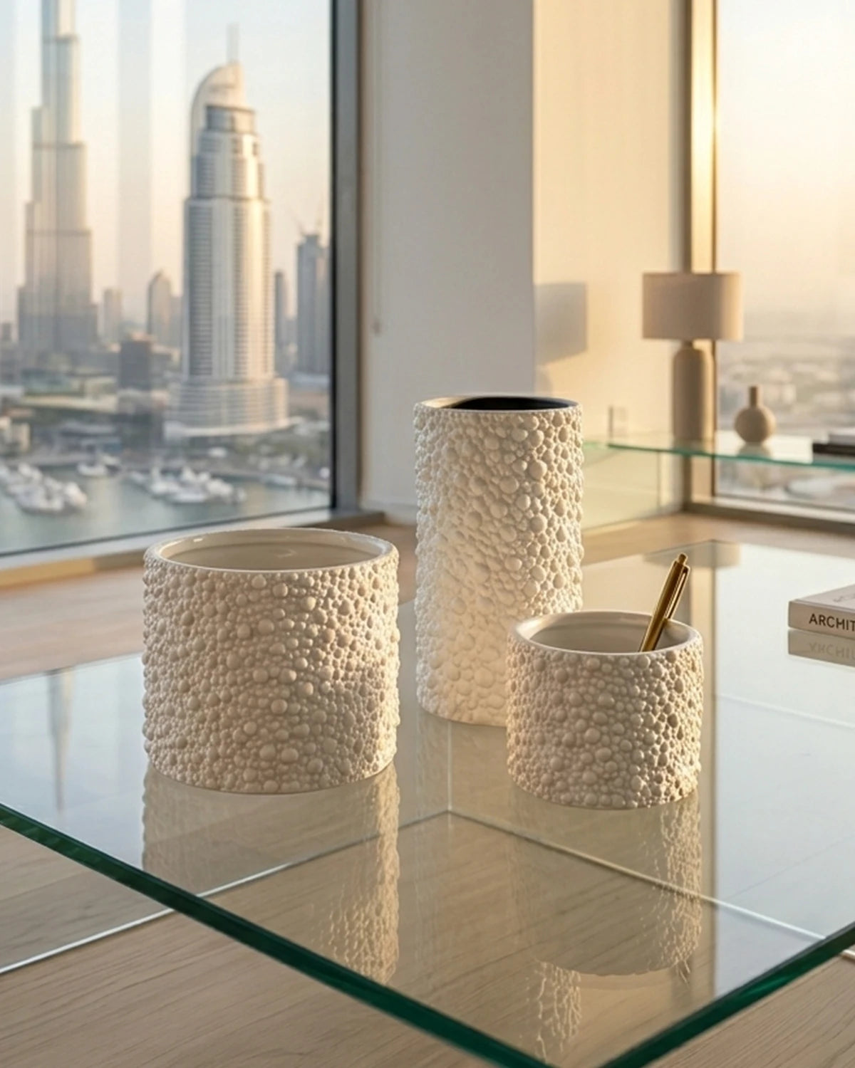 Black & White Textured Ceramic Pot | Set of 3 Sizes