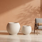 Rock Mountain Ribbed Ball Planter, Off White, all sizes