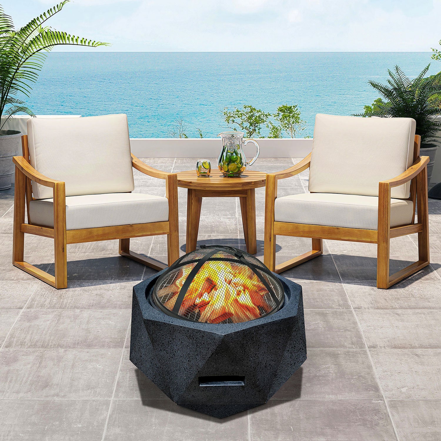 Ronglin Fire Pit GRC Wood Burner 64x43cm