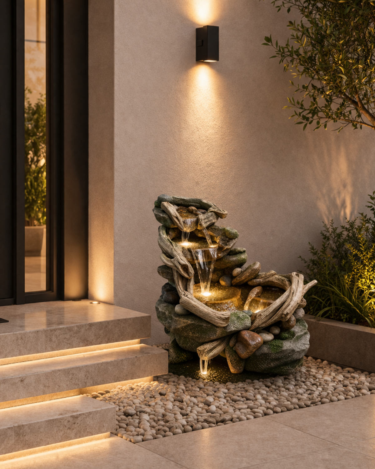 Polyresin Water Fountain (DW11020) | Multi-Stream Design, 150 × 67 × 72 cm