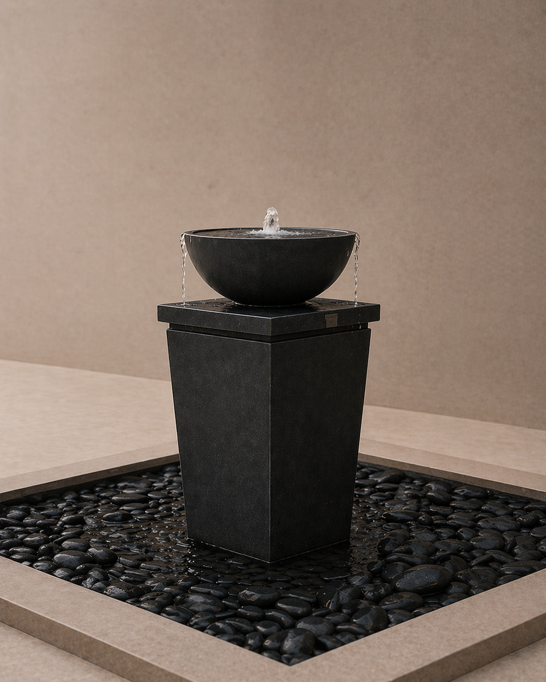 Polyresin Water Fountain (DW209091) | Tiered Column, 53 × 53 × 113 cm