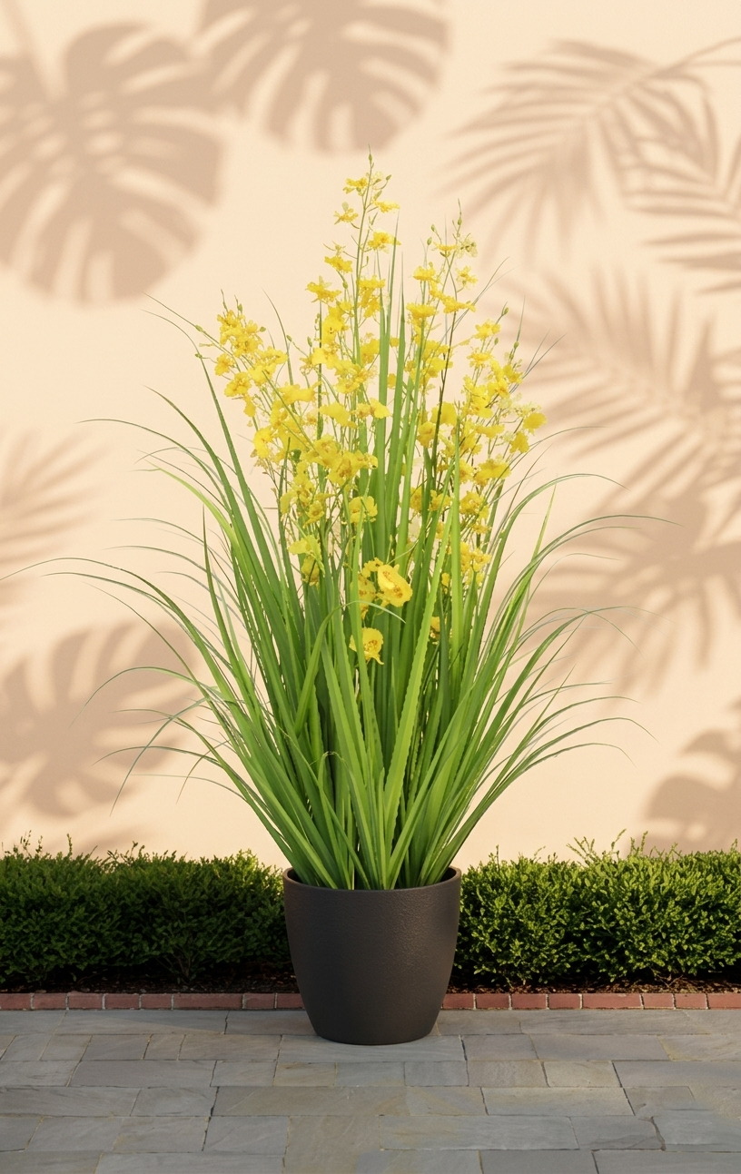 Artificial 36"H Dancing Orchid Grass with Plastic Pot, 90CM - (7026) - Acacia Garden Center