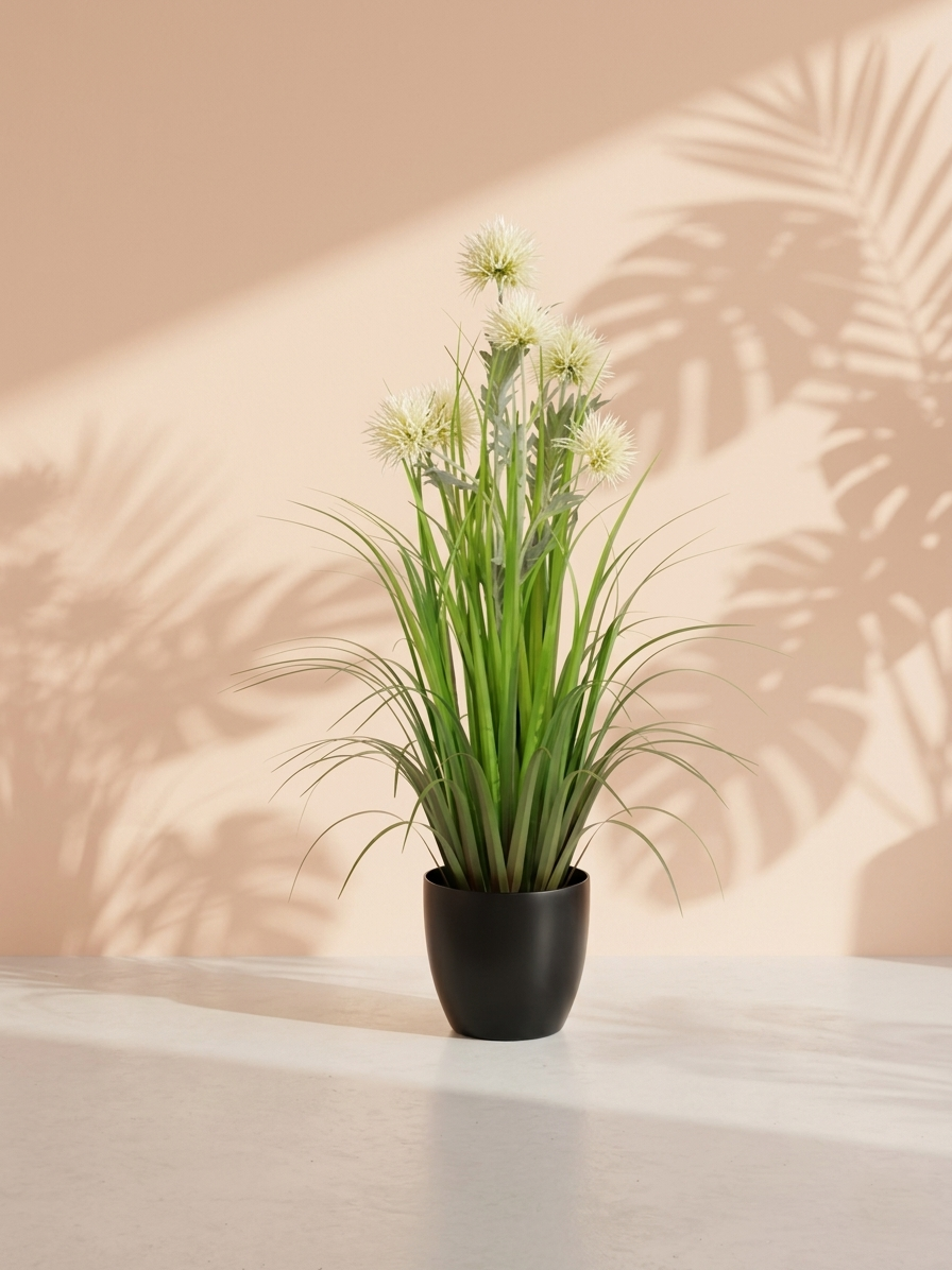 Artificial 35"H Thistle Grass with Plastic Pot, 87CM - (7032) - Acacia Garden Center