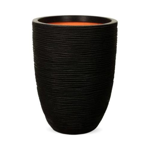 Nature Vase Elegant Low Rib – Black